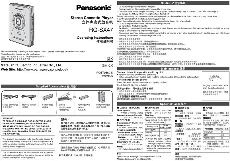 Panasonic RQ-SX47 operating instructions