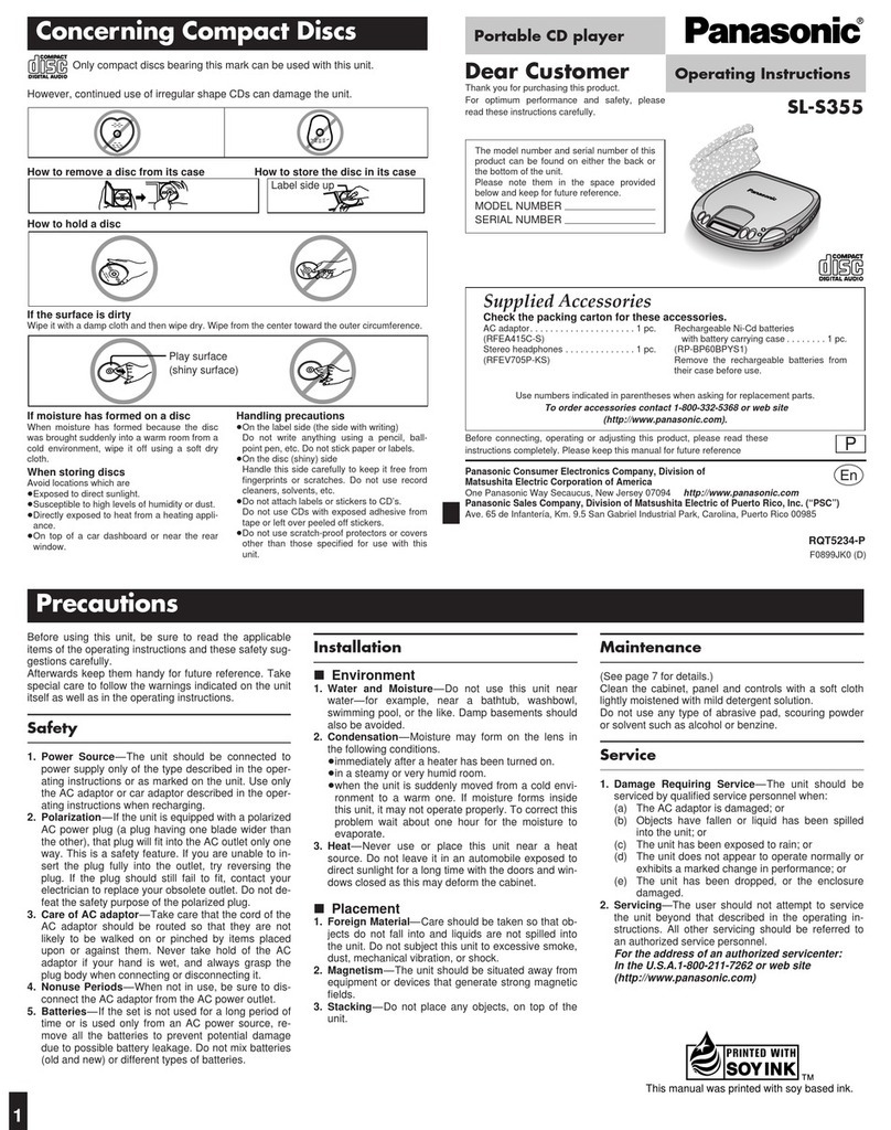Panasonic SL-S355 User manual