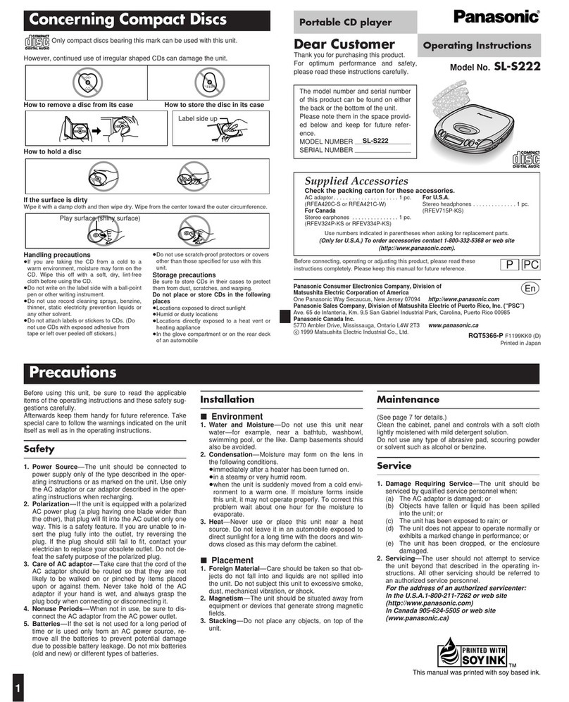 Panasonic SL-S222 operating instructions