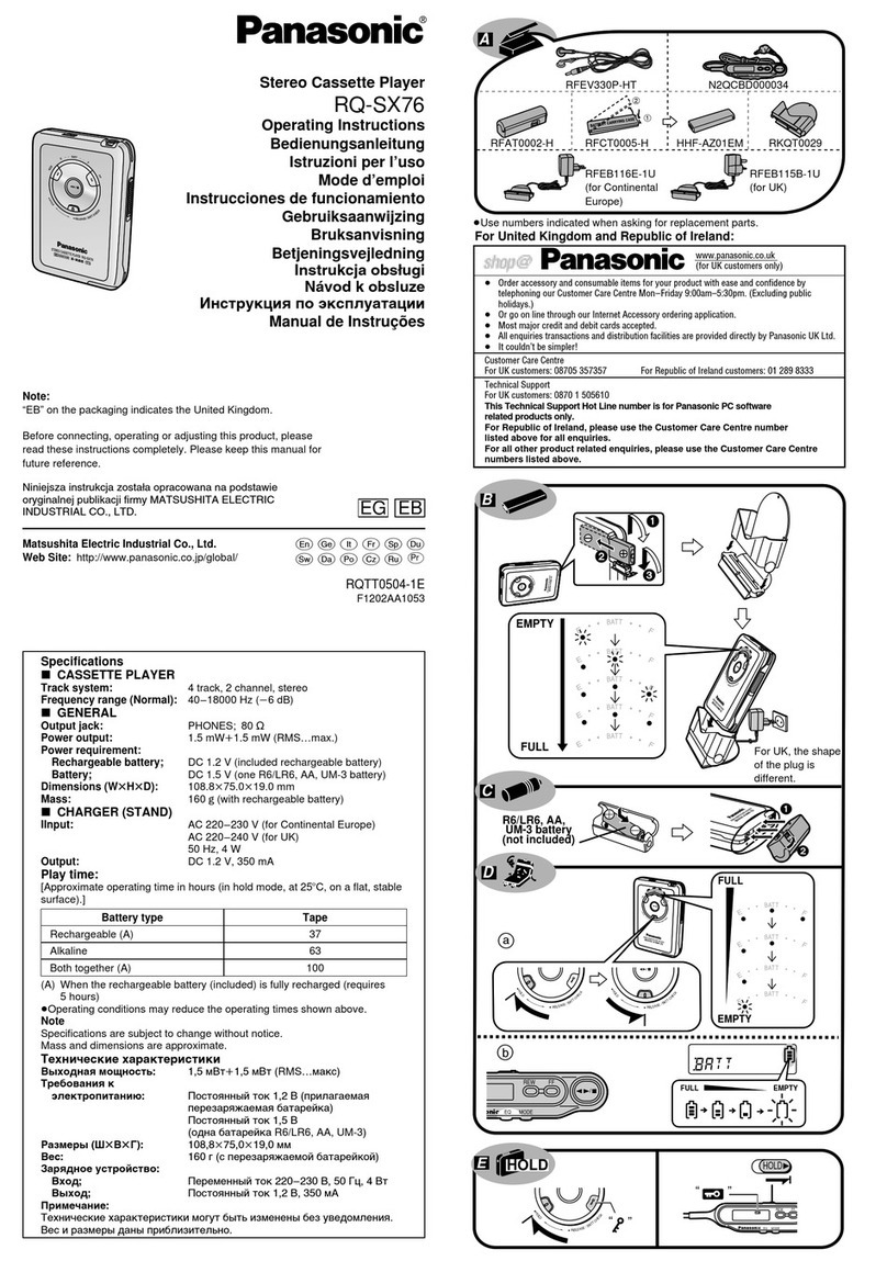 Panasonic RQ-SX76 operating instructions