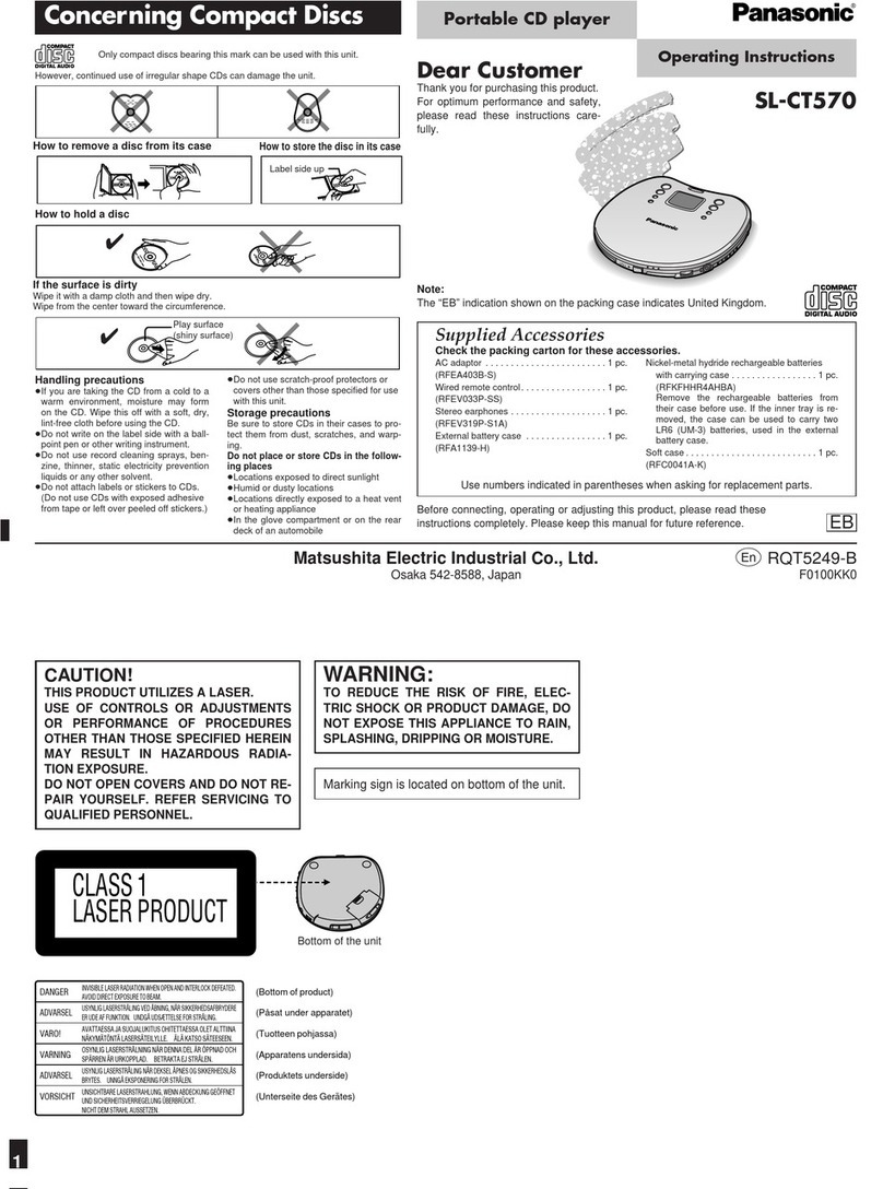 Panasonic SLCT570 - PORT. CD PLAYER User manual