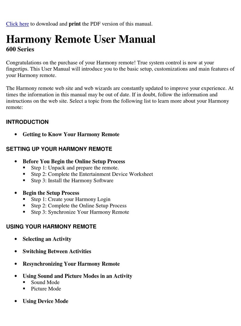 Logitech HARMONY REMOTE 600 Series user manual