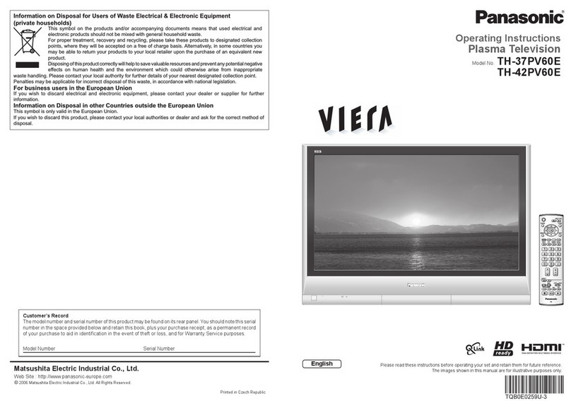 Panasonic Viera TH-37PV60E User manual