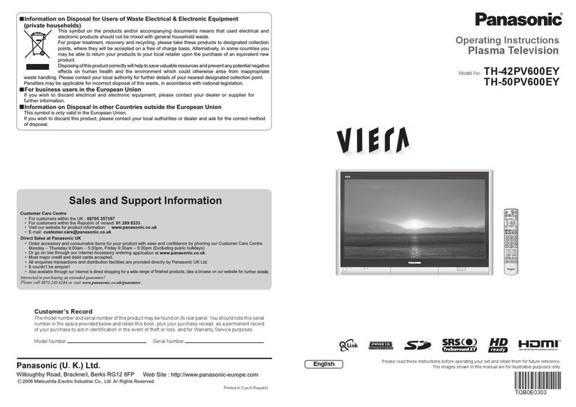 Panasonic Viera TH-42PV600EY User manual Panasonic Viera TH-42PV600EY User manual