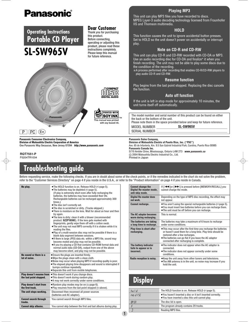 Panasonic SL-SW965V User manual