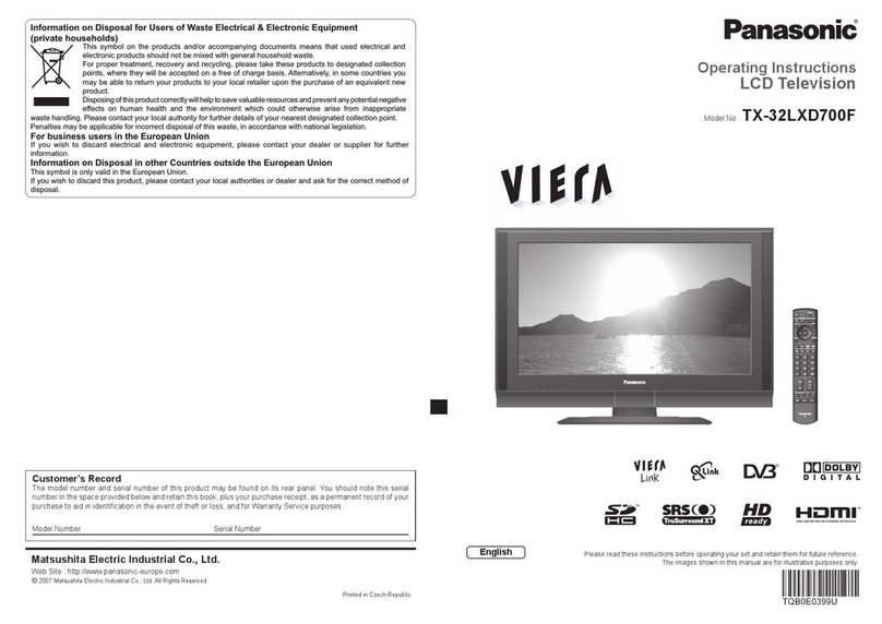 Panasonic Viera TX-32LXD700F User manual Panasonic Viera TX-32LXD700F User manual