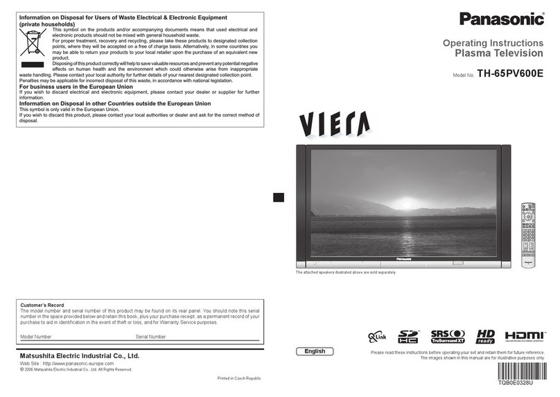 Panasonic Viera TH-65PV600E User manual Panasonic Viera TH-65PV600E User manual