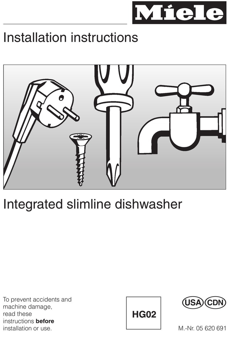 Miele Integrated slimline dishwasher installation instructions