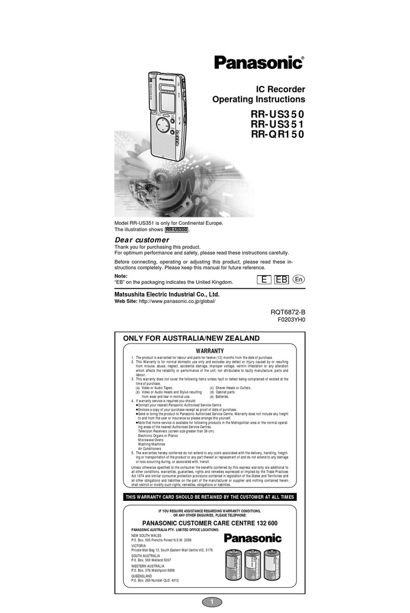 Panasonic RR-US350 User manual