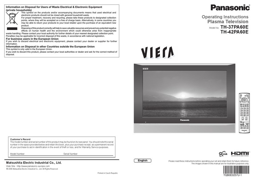 Panasonic Viera TH-37PA60E operating instructions