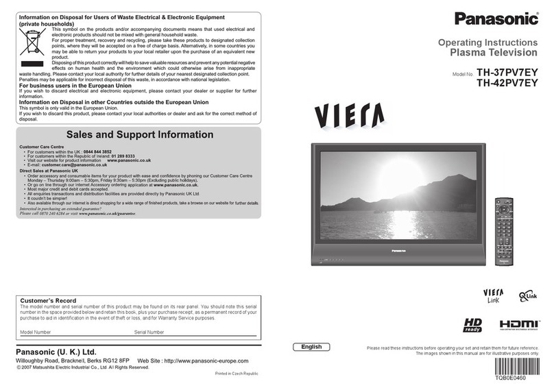Panasonic Viera TH-37PV7EY User manual