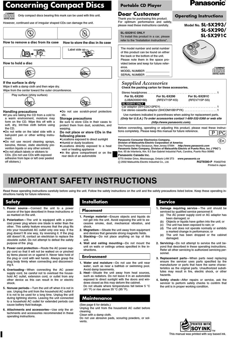 Panasonic SL-SX291C User manual