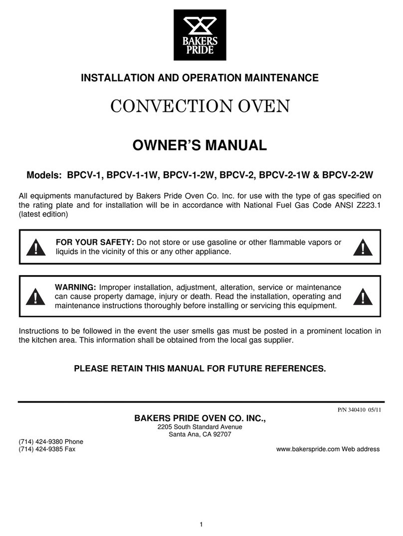 Bakers Pride BPCV-1 User manual