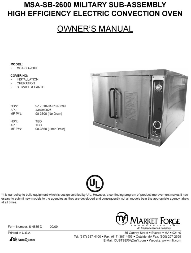 Market Forge Industries MSA-SB-2600 owner's manual