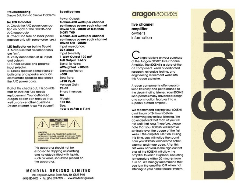 Mondial Designs Limited Aragon 8008X5 Technical manual Mondial Designs Limited Aragon 8008X5 Technical manual