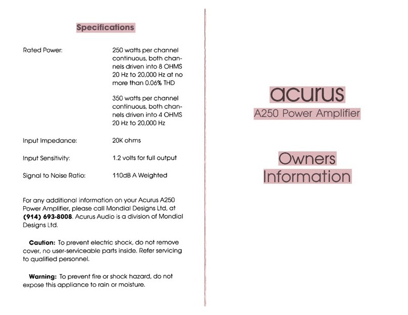 Mondial Designs Limited Acurus A250 Technical manual Mondial Designs Limited Acurus A250 Technical manual