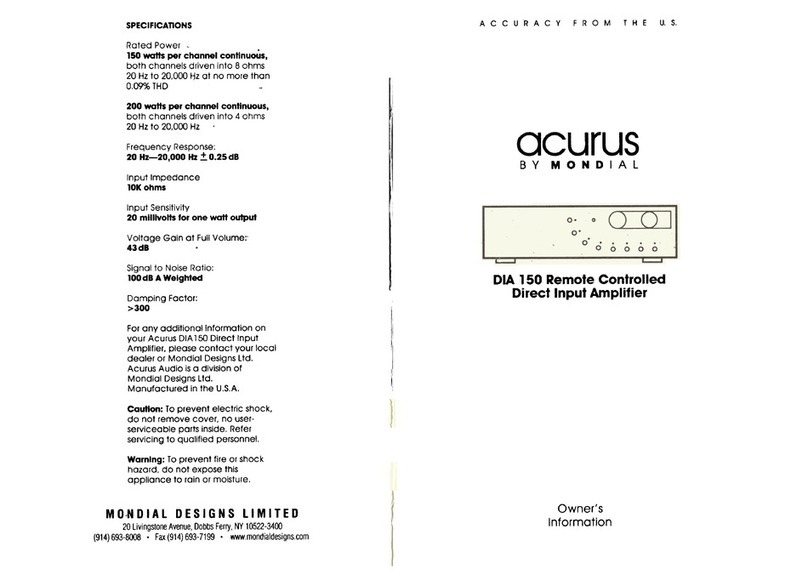 Mondial Designs Limited Acurus DIA 150 Technical manual Mondial Designs Limited Acurus DIA 150 Technical manual