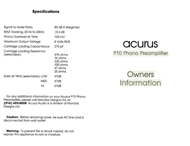 Mondial Designs Limited Acurus P10 Technical manual Mondial Designs Limited Acurus P10 Technical manual