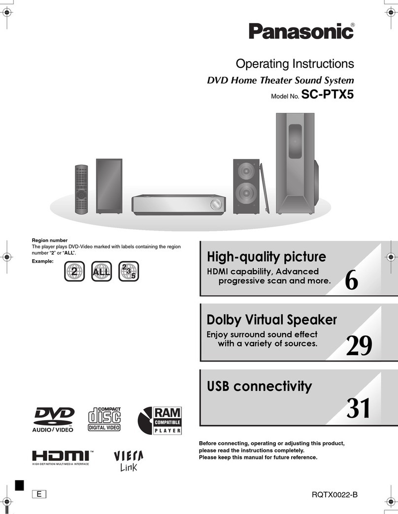Panasonic SCPTX5 - DVD HOME THEATER SOUND SYSTEM User manual