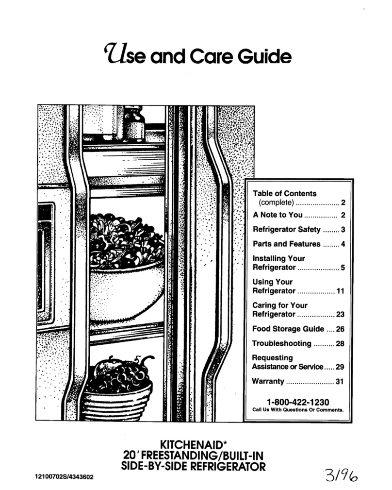 KitchenAid 20' Freestanding/built-in side by side... User manual