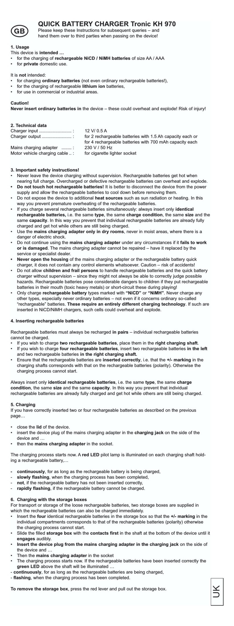 Tronic TRONIC KH 970 operating instructions