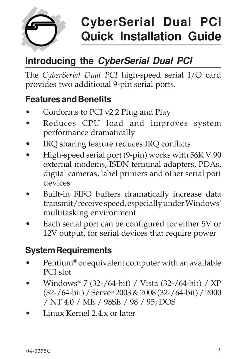 SIIG CyberSerial Dual PCI User manual