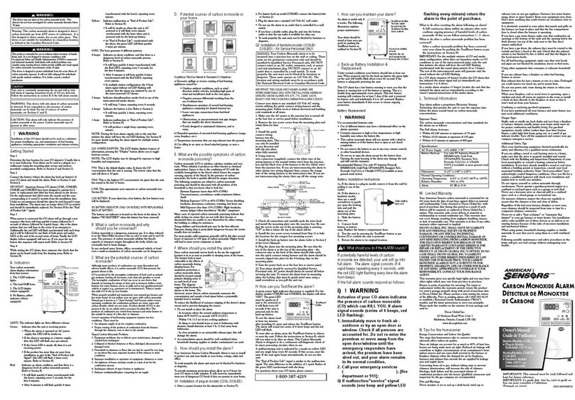 American Sensor CO8L owner's manual