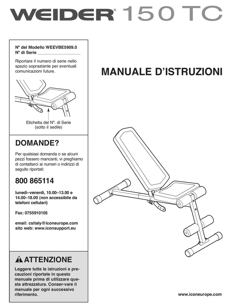 Weider Tc 150 Bench Operating and maintenance manual
