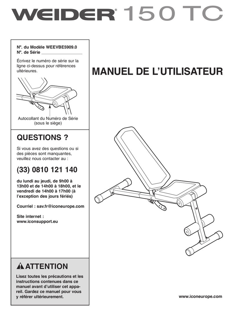 Weider Tc 150 Bench User manual