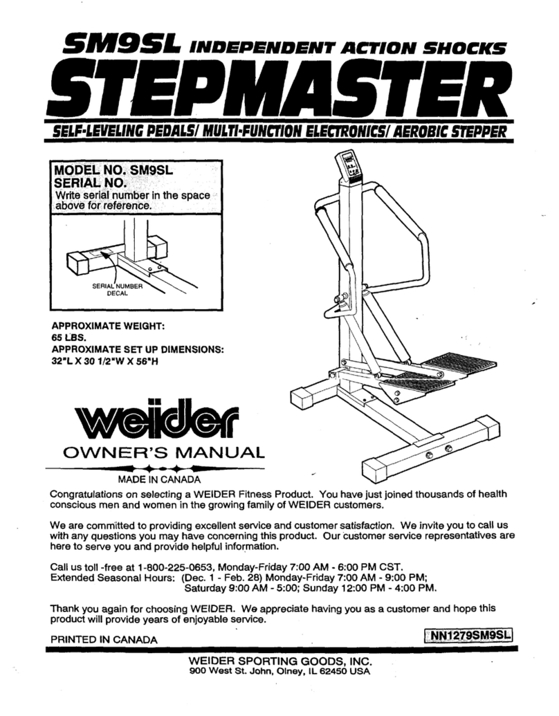 Weider Stepmaster Sm9sl owner's manual Weider Stepmaster Sm9sl owner's manual