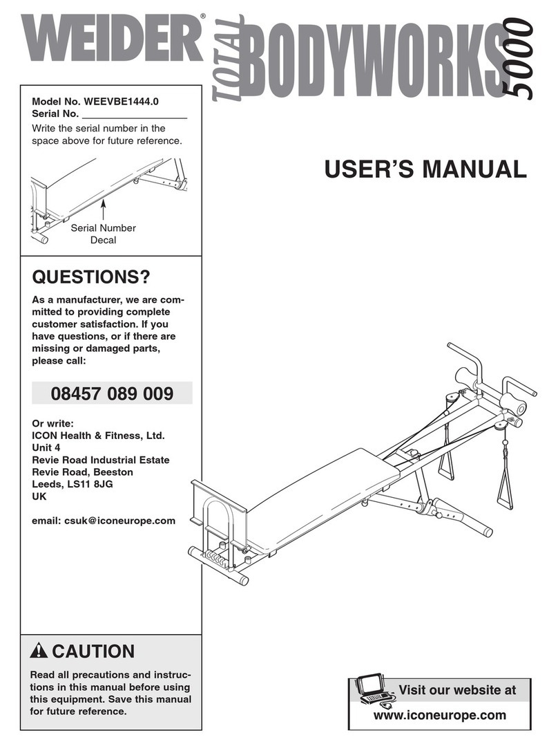 Weider Total Body Works 5000 Bench user manual
