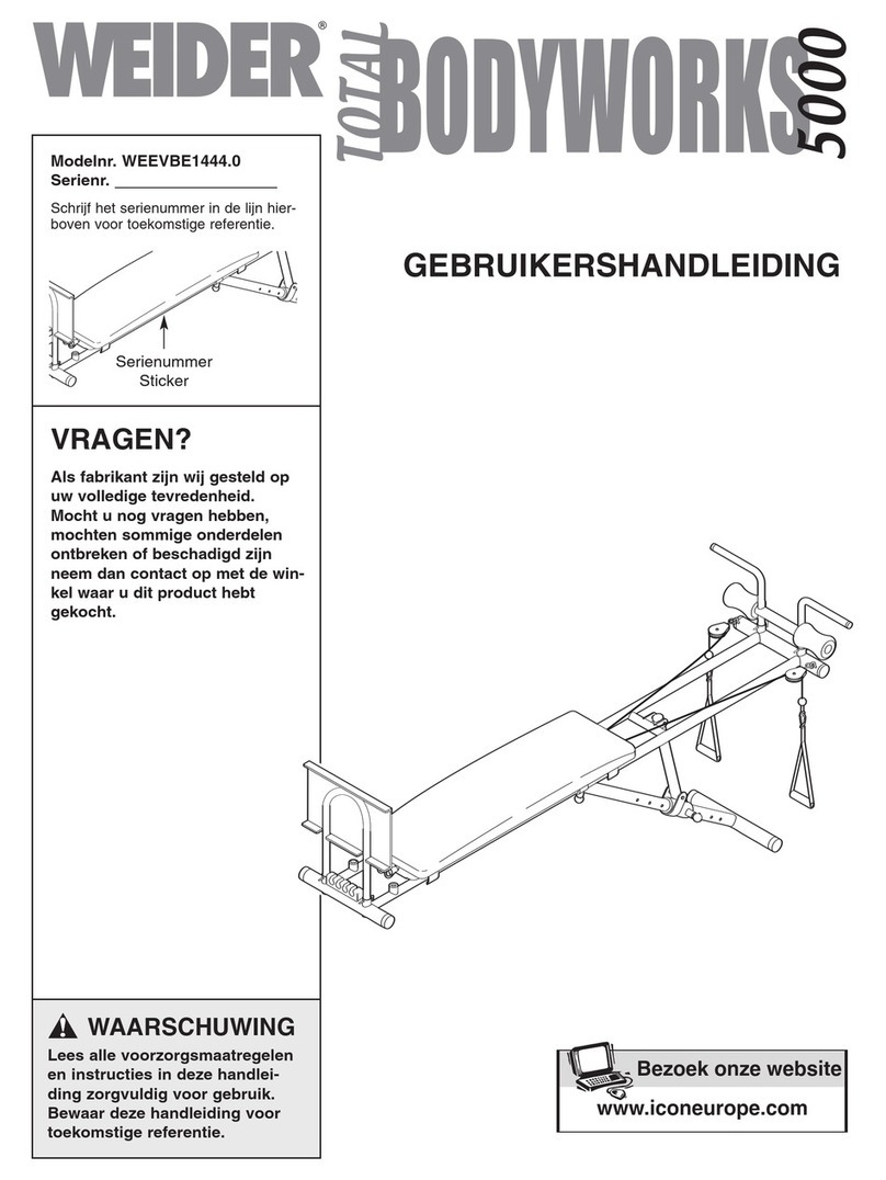 Weider Total Body Works 5000 Bench Gebruikershandleiding Weider Total Body Works 5000 Bench Gebruikershandleiding