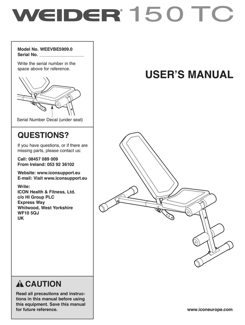 Weider Tc 150 Bench User manual