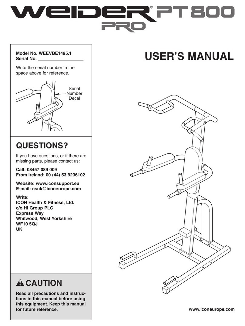 Weider Pro Pt 800 Bench manual