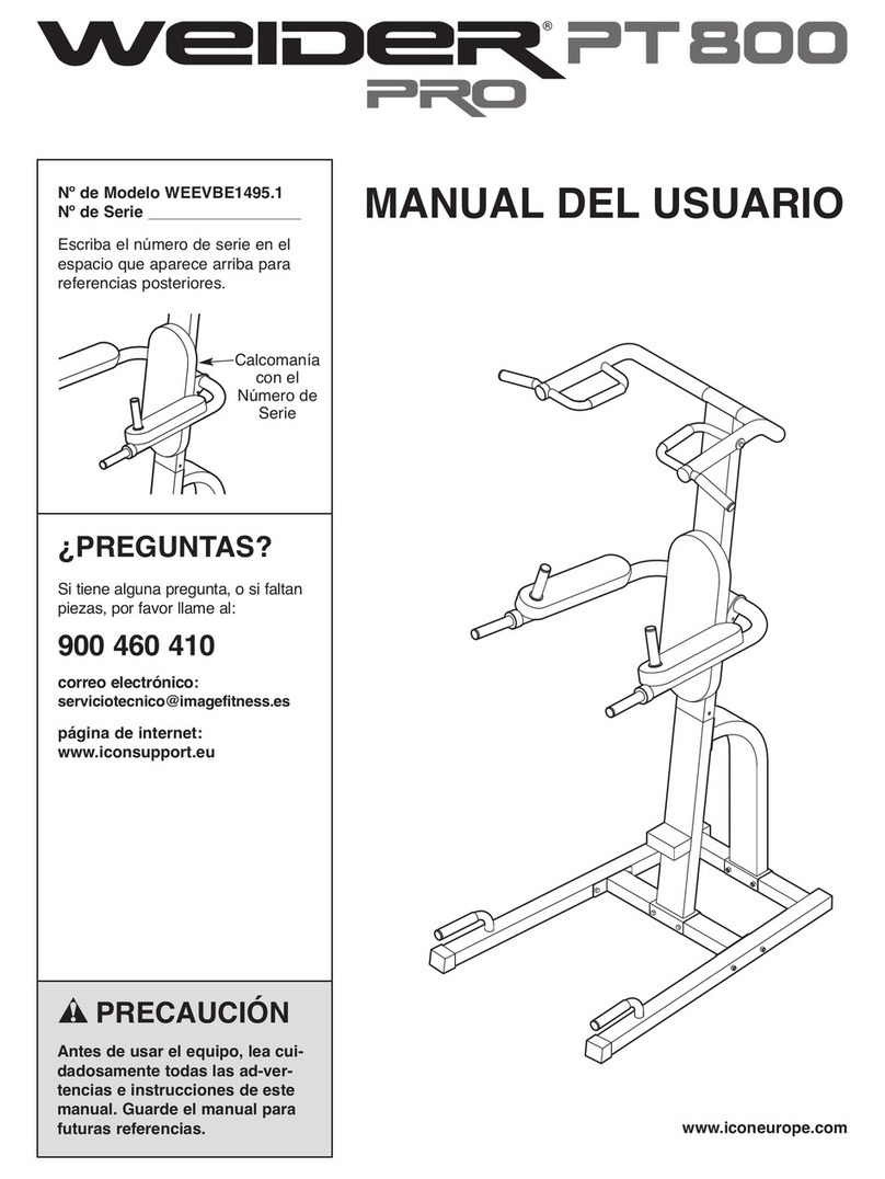 Weider Pro Pt 800 Bench Manual Del Usuario