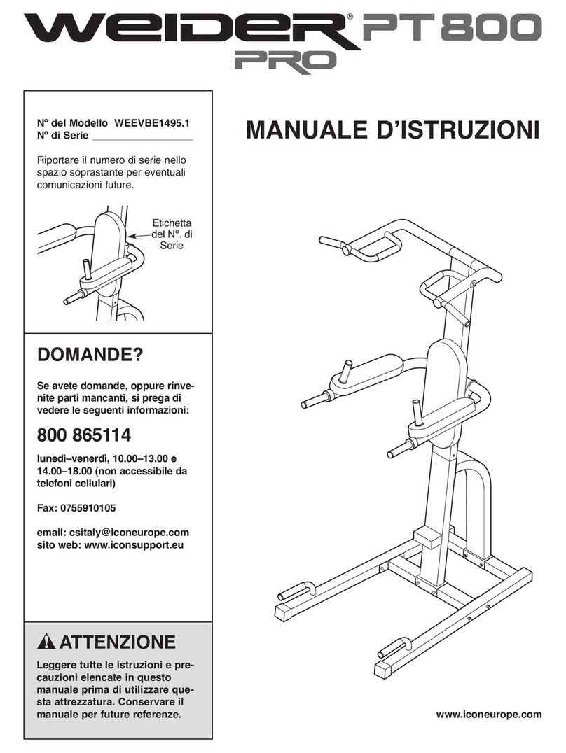 Weider Pro Pt 800 Bench Operating and maintenance manual