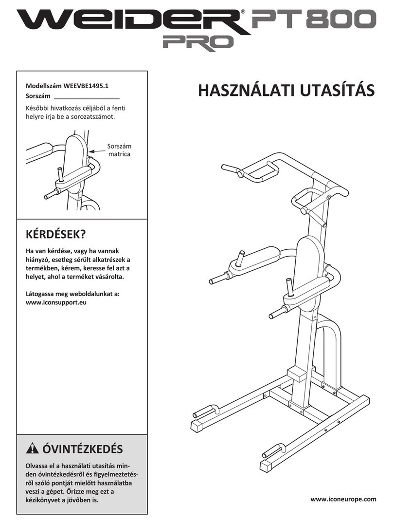 Weider Pro Pt 800 Bench HASZNALATI UTASITAS Weider Pro Pt 800 Bench HASZNALATI UTASITAS
