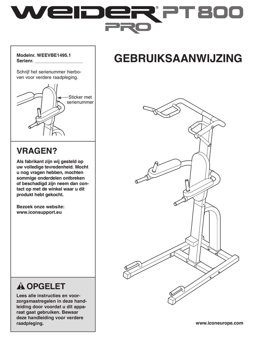 Weider Pro Pt 800 Bench System manual