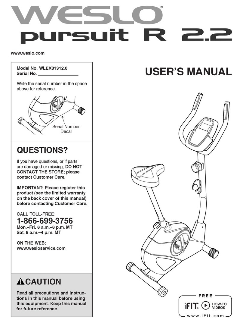 Weslo Pursuit R 2.2 Bike user manual
