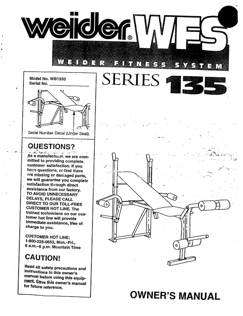 Weider Wfs Series 135 Bench User manual