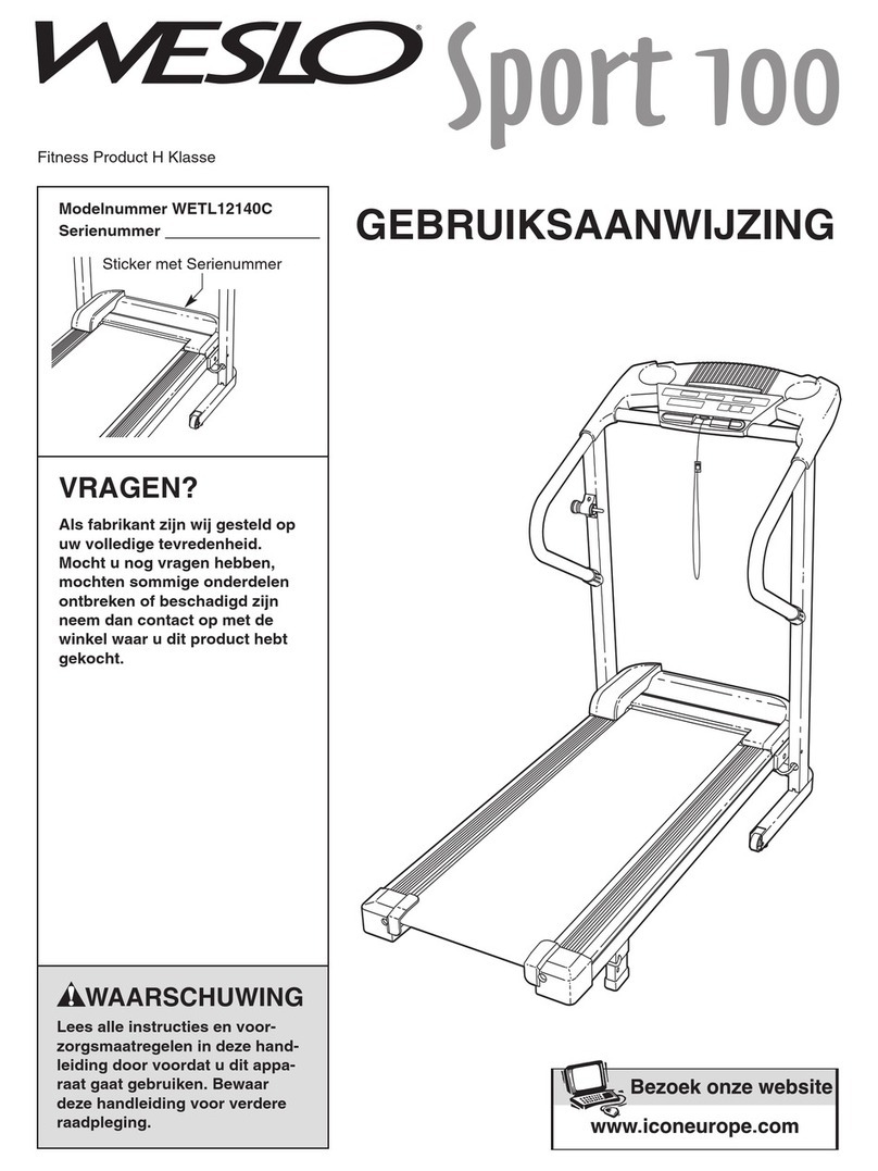 Weslo Sport 100 Treadmill Gebruiksaanwijzing