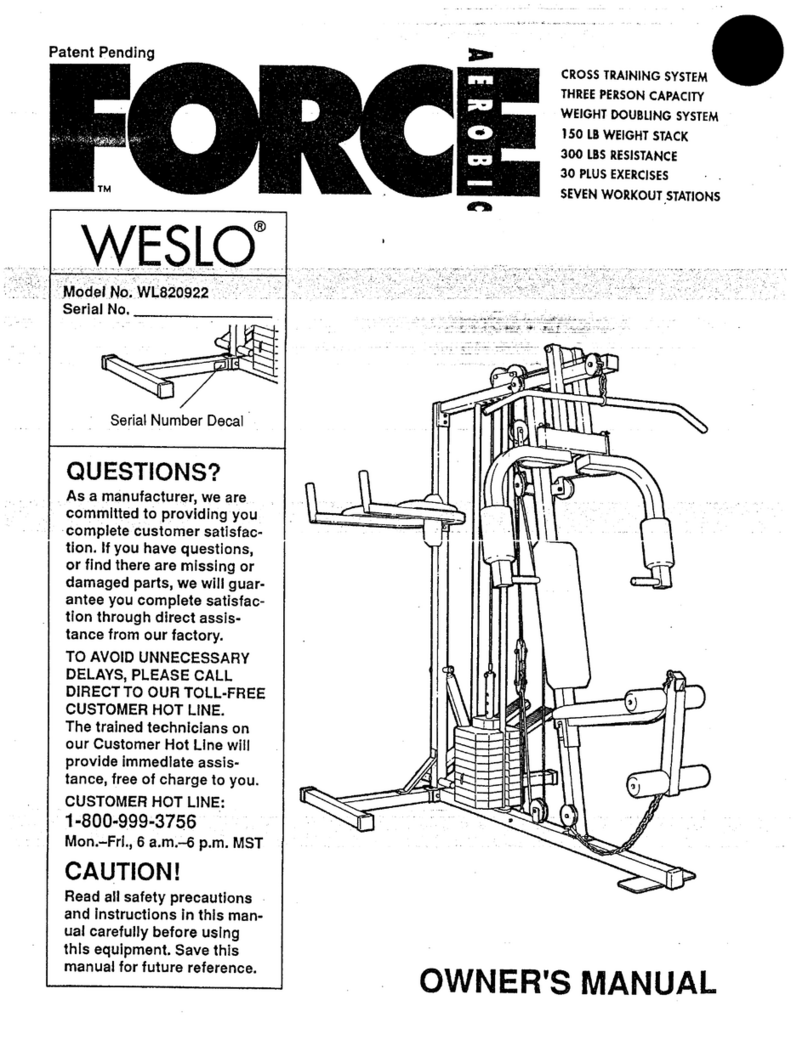 Weslo Single Stack150lb B01193-b User manual