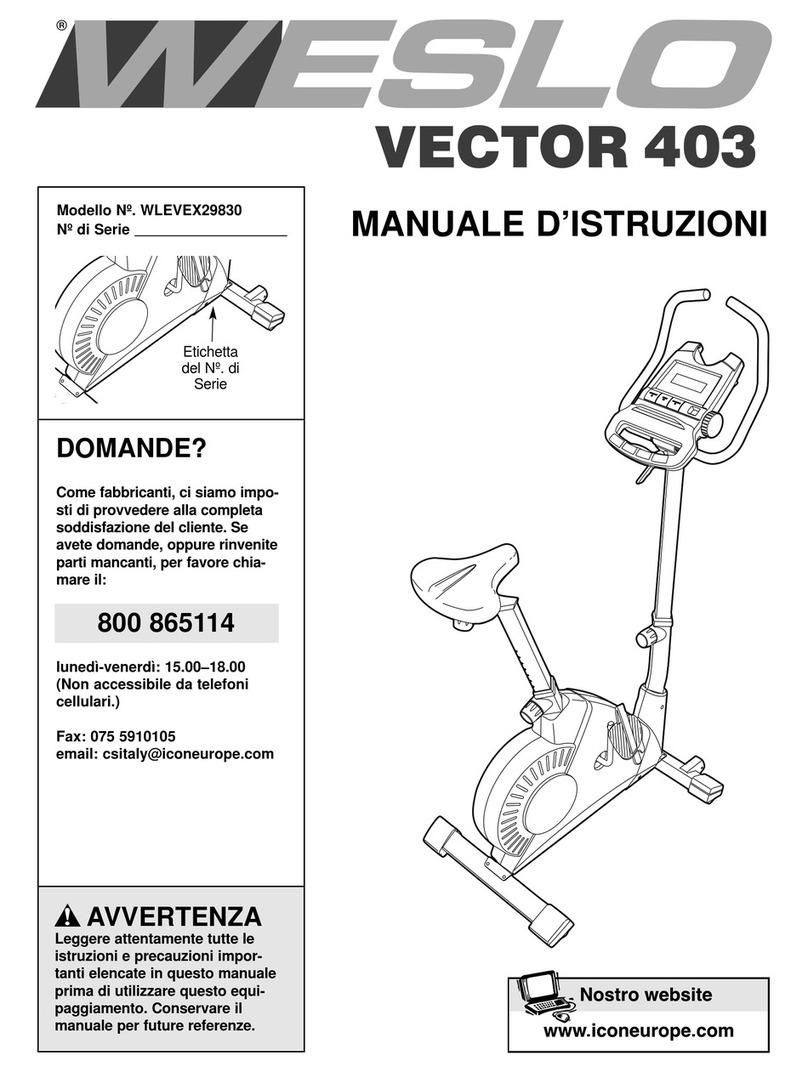 Weslo Vector 403 Bike Manuale d'istruzioni
