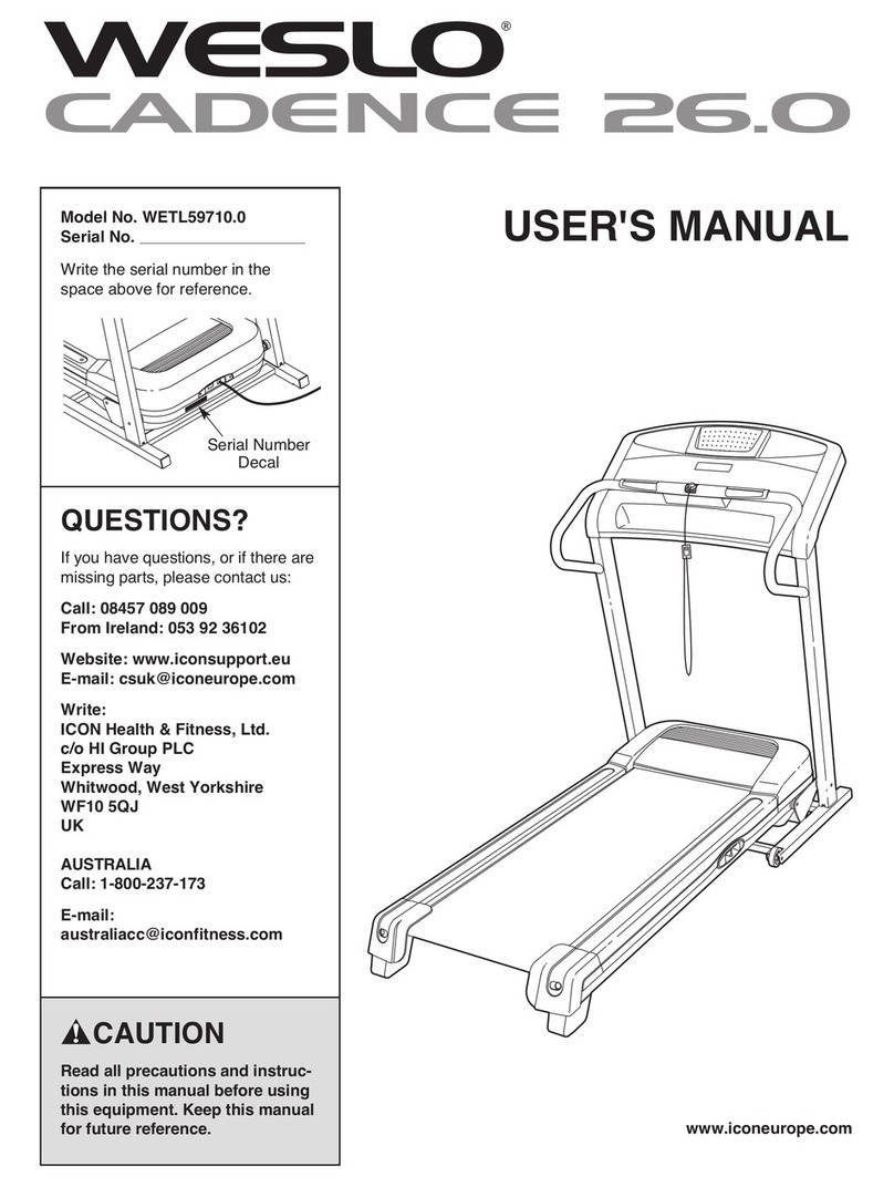 Weider Welso Cadence 26.0 Treadmill manual Weider Welso Cadence 26.0 Treadmill manual