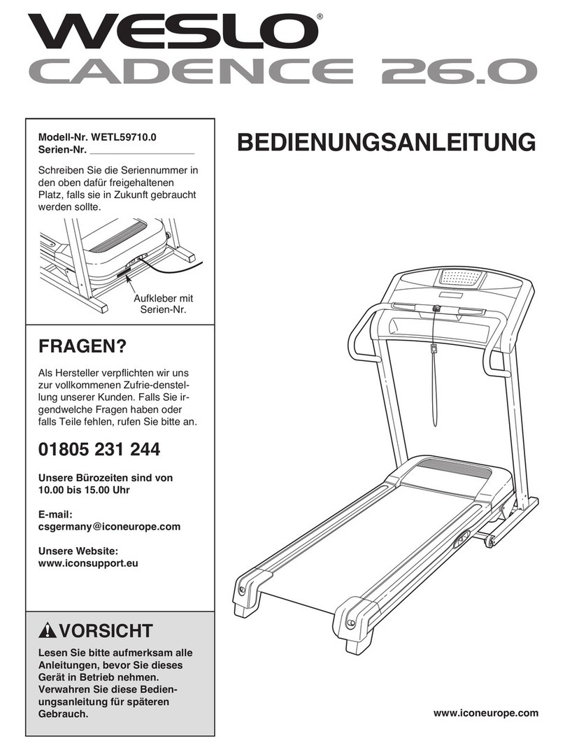 Weider Welso Cadence 26.0 Treadmill Quick start guide