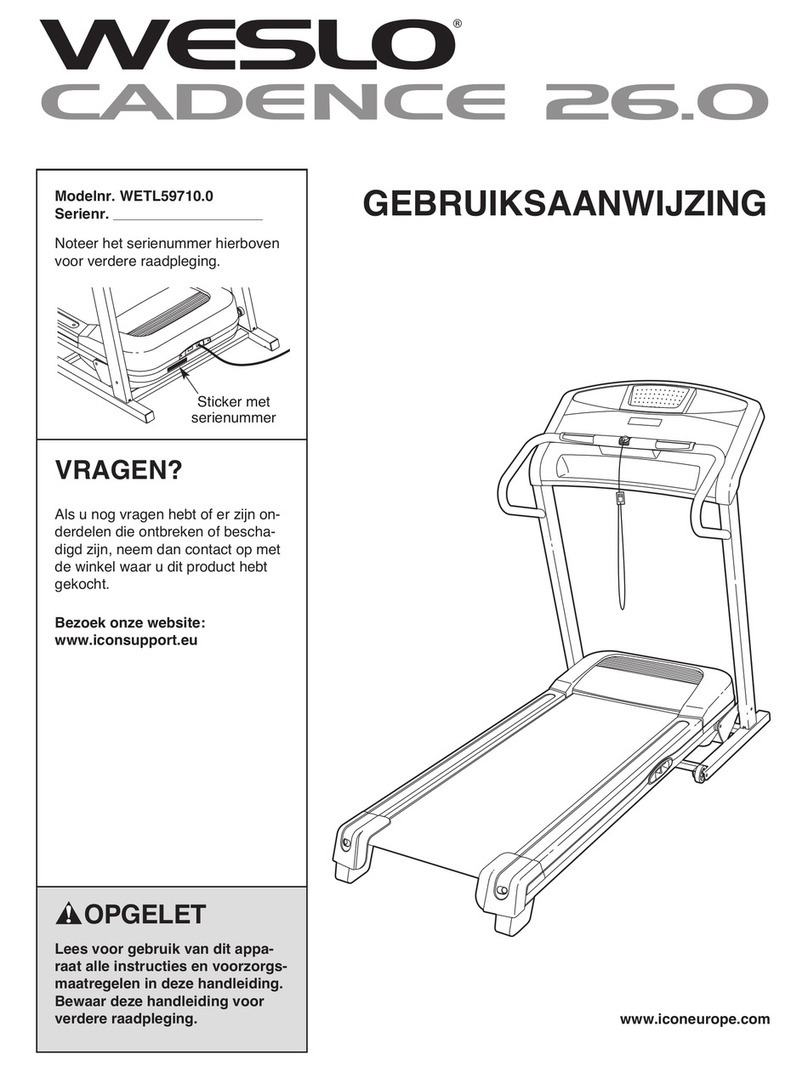 Weider Welso Cadence 26.0 Treadmill Gebruiksaanwijzing Weider Welso Cadence 26.0 Treadmill Gebruiksaanwijzing