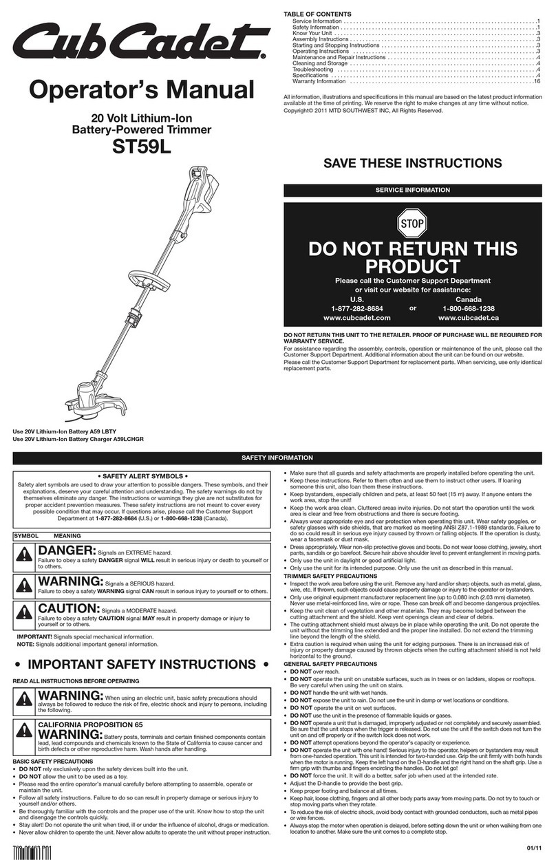 Cub Cadet ST59L User manual