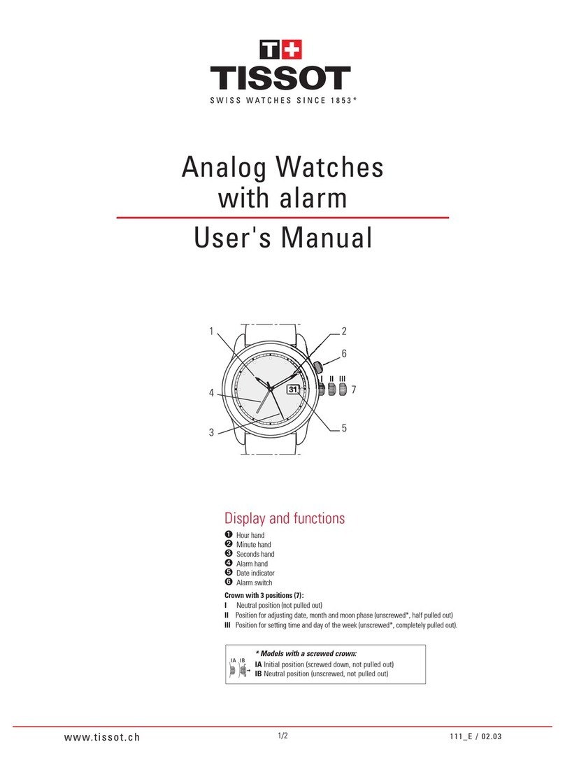 Tissot Analog Watches with alarm user manual