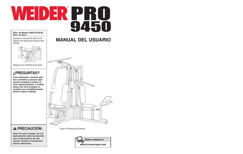 Weider Pro 9450 User guide Weider Pro 9450 User guide