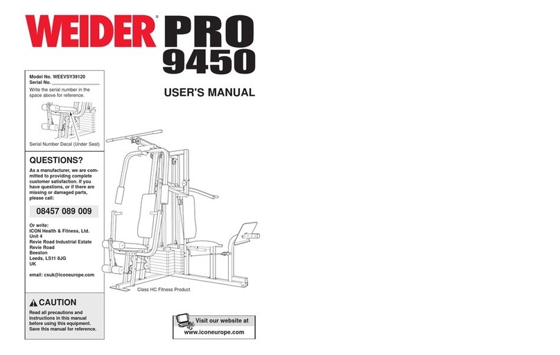 Weider Pro 9450 user manual